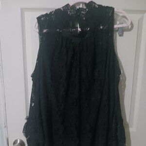 Nwot sz 24 black lace cold ahoulder blouse